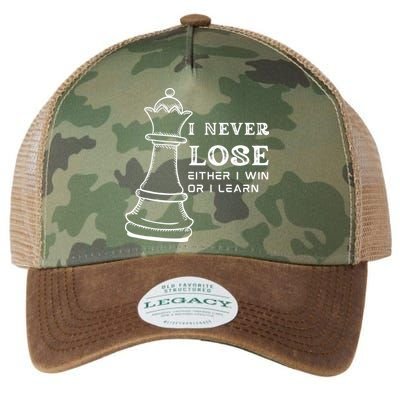 I Never Lose Either I Win Or I Learn Chess Lover Gift Legacy Tie Dye Trucker Hat