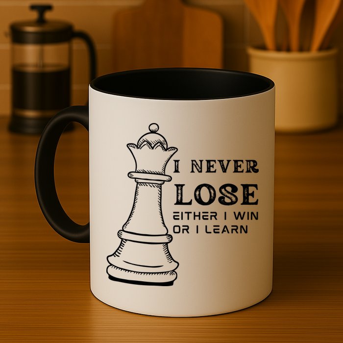 I Never Lose Either I Win Or I Learn Chess Lover Gift Mug