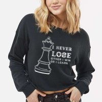 I Never Lose Either I Win Or I Learn Chess Lover Gift Cropped Pullover Crew
