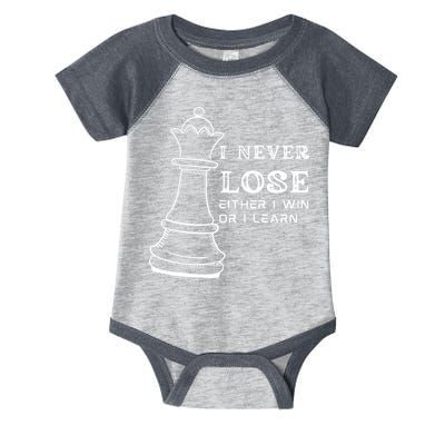 I Never Lose Either I Win Or I Learn Chess Lover Gift Infant Baby Jersey Bodysuit