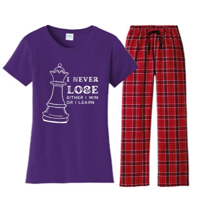 I Never Lose Either I Win Or I Learn Chess Lover Gift Women's Flannel Pajama Set