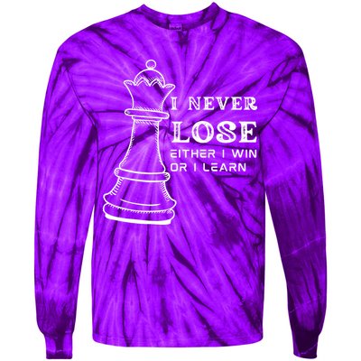 I Never Lose Either I Win Or I Learn Chess Lover Gift Tie-Dye Long Sleeve Shirt