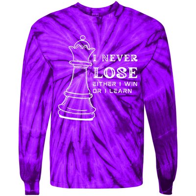 I Never Lose Either I Win Or I Learn Chess Lover Gift Tie-Dye Long Sleeve Shirt