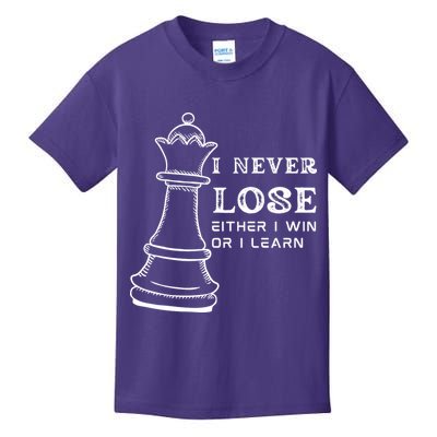 I Never Lose Either I Win Or I Learn Chess Lover Gift Kids T-Shirt