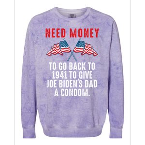 I Need Money To Go Back To 1941 Funny Joe Biden Colorblast Crewneck Sweatshirt