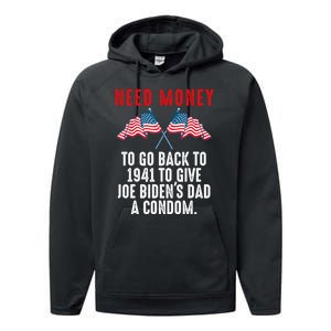 I Need Money To Go Back To 1941 Funny Joe Biden Performance Fleece Hoodie