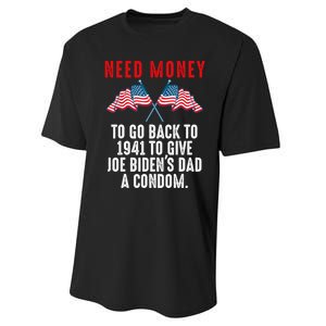 I Need Money To Go Back To 1941 Funny Joe Biden Performance Sprint T-Shirt