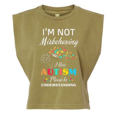 I'm Not Misbehaving I Have Autism Cute Dandelion Flower Garment-Dyed Women's Muscle Tee