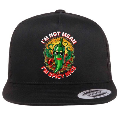 Im Not Mean Im Spicy Nice Sarcastic Humor Sarcasm Funny Gift Flat Bill Trucker Hat