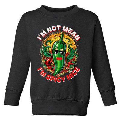 Im Not Mean Im Spicy Nice Sarcastic Humor Sarcasm Funny Gift Toddler Sweatshirt