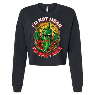 Im Not Mean Im Spicy Nice Sarcastic Humor Sarcasm Funny Gift Cropped Pullover Crew
