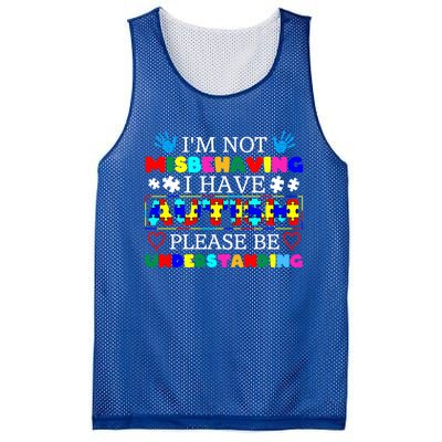 IM Not Misbehaving I Have Autism Asd Autism Warriors Gift Mesh Reversible Basketball Jersey Tank