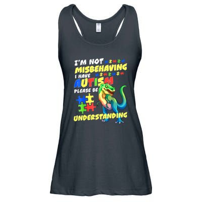 Im Not Misbehaving I Have Autism Funny Dinosaur Autism Awareness Gift Ladies Essential Flowy Tank