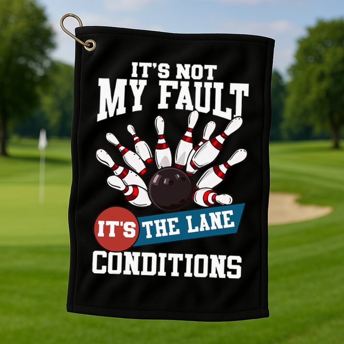 It's Not My Fault Lane Conditions Funny Bowling Team Bowler Golf Towel