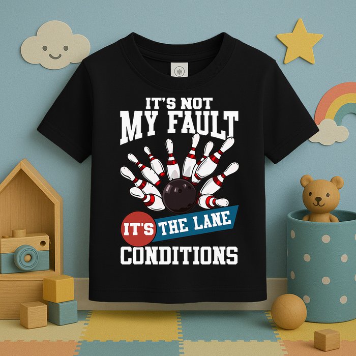 It's Not My Fault Lane Conditions Funny Bowling Team Bowler Toddler T-Shirt