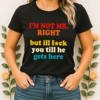 I’m Not Mr Right But Ill F You Till He Gets Here Womens T-Shirt