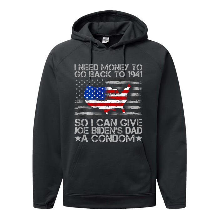 I Need Money To Go Back To 1941 Funny Joe Biden Performance Fleece Hoodie