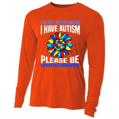 IM Not Misbehaving I Have Autism Awareness Autistic Gift Cooling Performance Long Sleeve Crew