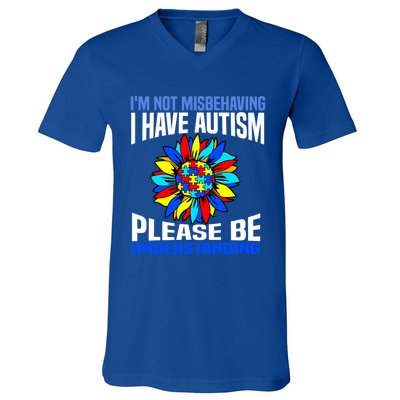 IM Not Misbehaving I Have Autism Awareness Autistic Gift V-Neck T-Shirt