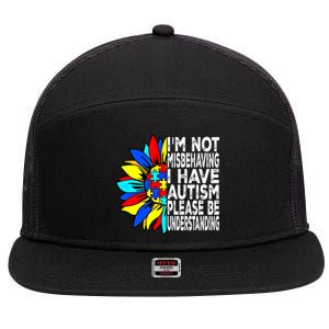 IM Not Misbehaving I Have Autism Awareness Autistic Gift 7 Panel Mesh Trucker Snapback Hat