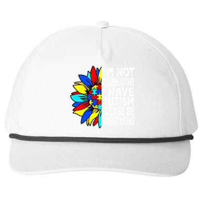 IM Not Misbehaving I Have Autism Awareness Autistic Gift Snapback Five-Panel Rope Hat