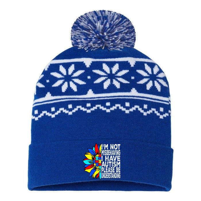 IM Not Misbehaving I Have Autism Awareness Autistic Gift USA-Made Snowflake Beanie