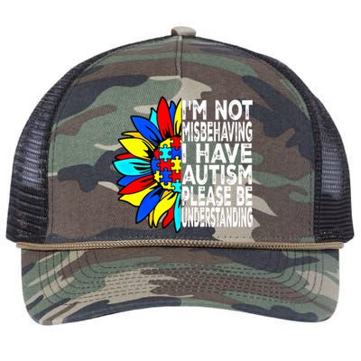 IM Not Misbehaving I Have Autism Awareness Autistic Gift Retro Rope Trucker Hat Cap