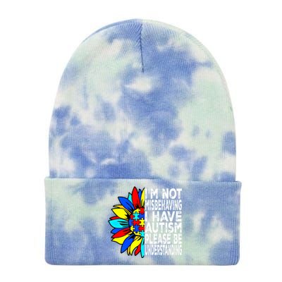 IM Not Misbehaving I Have Autism Awareness Autistic Gift Tie Dye 12in Knit Beanie