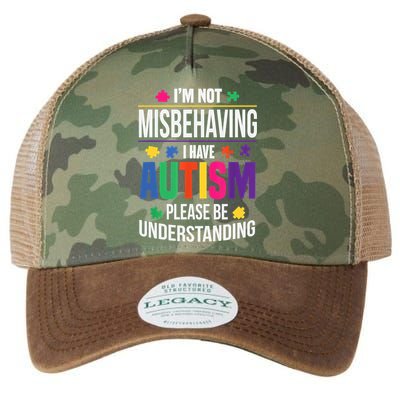 I'm Not Misbehaving Gift I Have Autism Please Understand Gift Legacy Tie Dye Trucker Hat