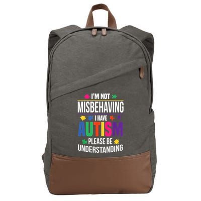 I'm Not Misbehaving Gift I Have Autism Please Understand Gift Cotton Canvas Backpack