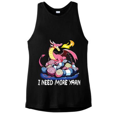 I Need More Yarn Funny Dragon Knitting Quilting Ladies PosiCharge Tri-Blend Wicking Tank