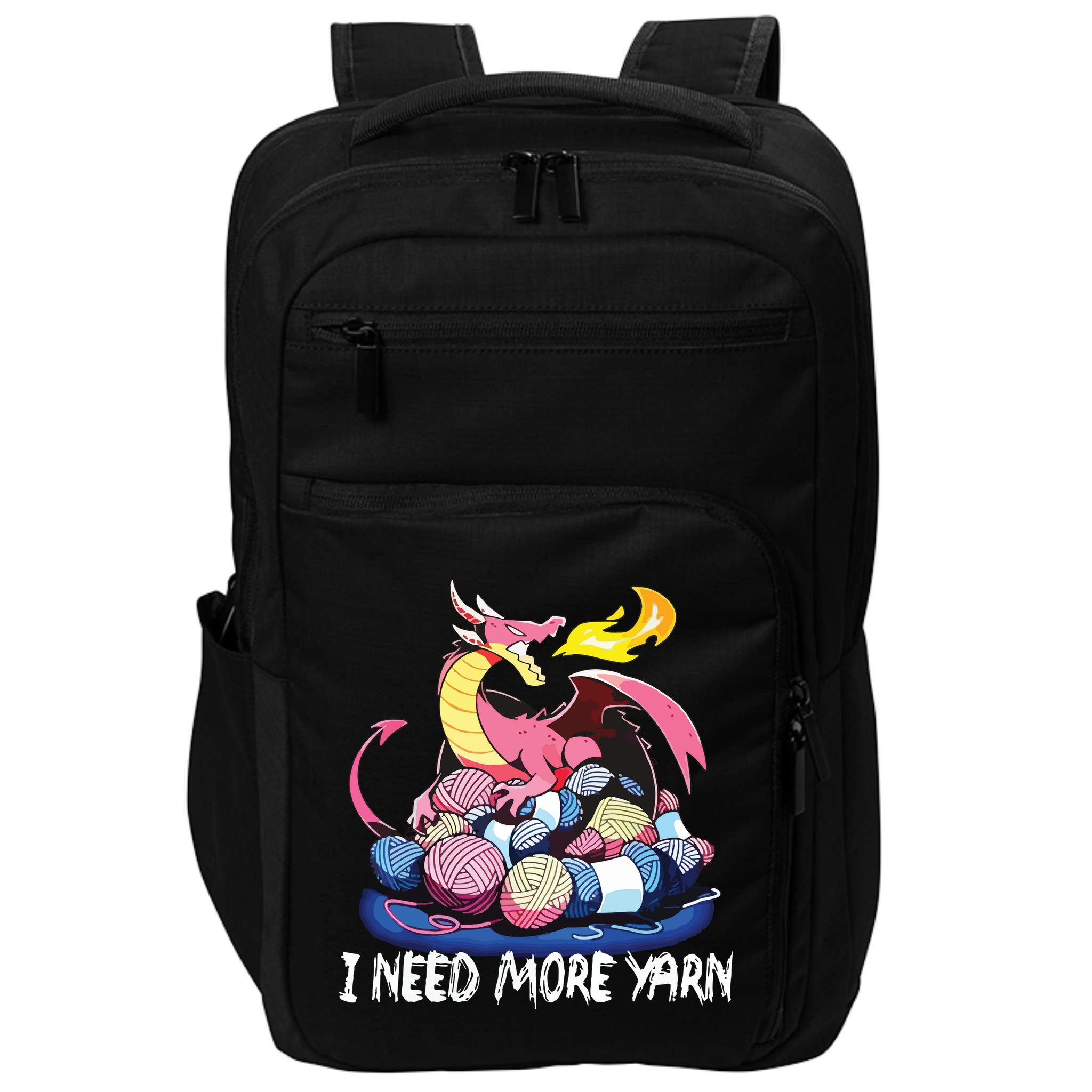 I Need More Yarn Funny Dragon Knitting Quilting Impact Tech Backpack