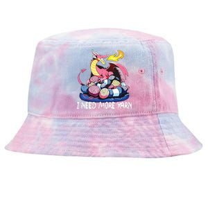 I Need More Yarn Funny Dragon Knitting Quilting Tie-Dyed Bucket Hat