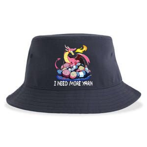 I Need More Yarn Funny Dragon Knitting Quilting Sustainable Bucket Hat