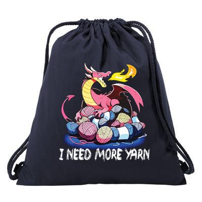 I Need More Yarn Funny Dragon Knitting Quilting Drawstring Bag