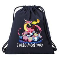 I Need More Yarn Funny Dragon Knitting Quilting Drawstring Bag