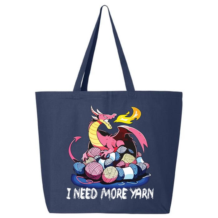 I Need More Yarn Funny Dragon Knitting Quilting 25L Jumbo Tote