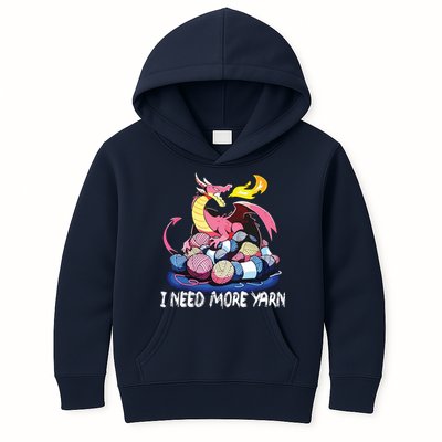 I Need More Yarn Funny Dragon Knitting Quilting Kids Hoodie