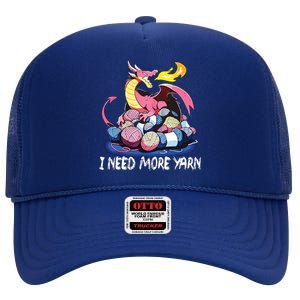 I Need More Yarn Funny Dragon Knitting Quilting High Crown Mesh Back Trucker Hat