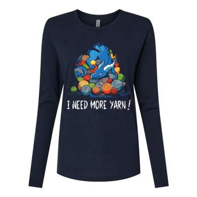 I Need More Yarn Dragon Womens Cotton Relaxed Long Sleeve T-Shirt