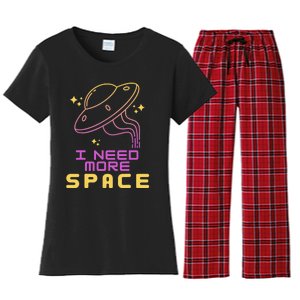 I Need More Space Funny UFO Alien Abduction Roswell Believe Women's Flannel Pajama Set