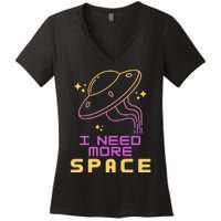 I Need More Space Funny UFO Alien Abduction Roswell Believe Women's V-Neck T-Shirt