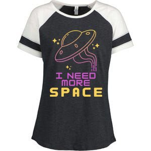 I Need More Space Funny UFO Alien Abduction Roswell Believe Enza Ladies Jersey Colorblock Tee