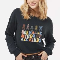 Inclusion Normalize Minds Of All Kinds Autism Awareness Cropped Pullover Crew