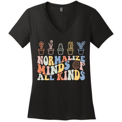 Inclusion Normalize Minds Of All Kinds Autism Awareness Women's V-Neck T-Shirt