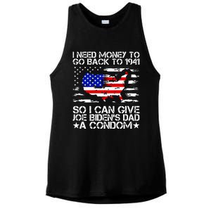 I Need Money To Go Back To 1941 Funny Joe Biden On Back Ladies PosiCharge Tri-Blend Wicking Tank