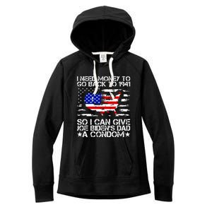 I Need Money To Go Back To 1941 Funny Joe Biden On Back Women's Fleece Hoodie