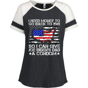 I Need Money To Go Back To 1941 Funny Joe Biden On Back Enza Ladies Jersey Colorblock Tee