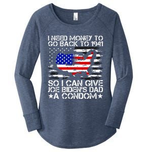 I Need Money To Go Back To 1941 Funny Joe Biden On Back Women's Perfect Tri Tunic Long Sleeve Shirt