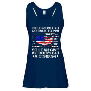 I Need Money To Go Back To 1941 Funny Joe Biden On Back Ladies Essential Flowy Tank